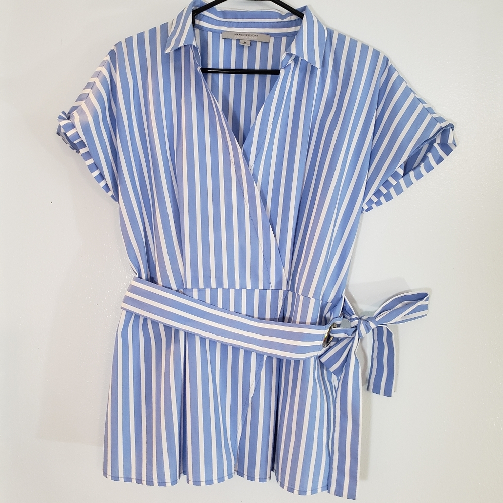 Blue and white blouse